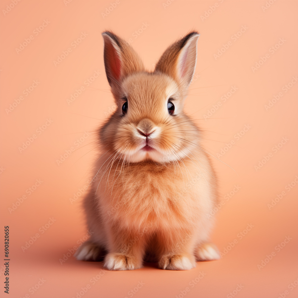 Cute rabbit on a peach fuzz background. Cute rabbit on a peach fuzz background.