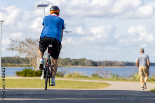 Bicycle rider on path