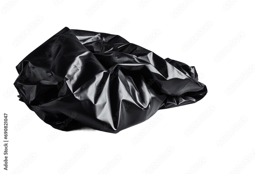 Black garbage bag isolated on transparent background