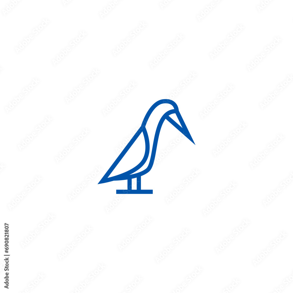 Fototapeta premium Pelican Monoline Modern Logo Design Vector Blue