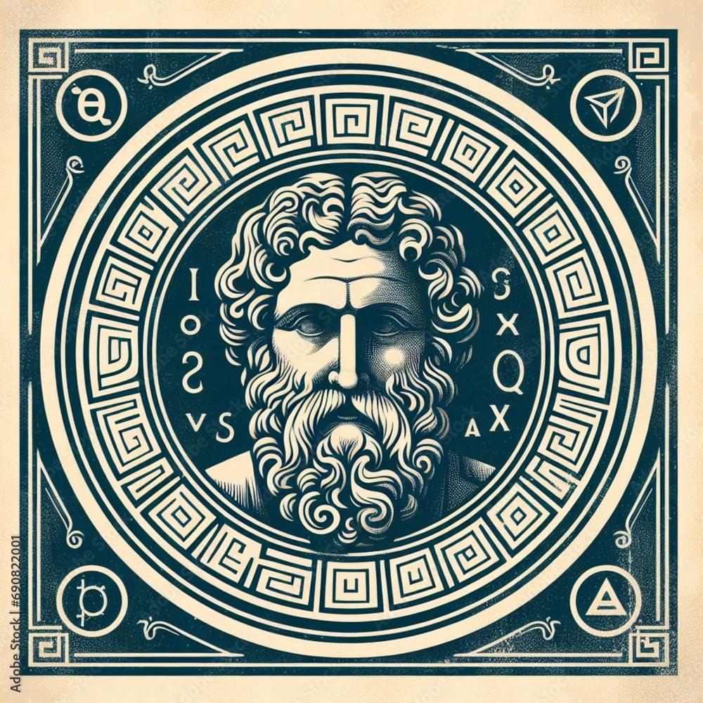 illustration of Ancient Greek Philosopher in vintage style. ai generate - obrazy, fototapety, plakaty 