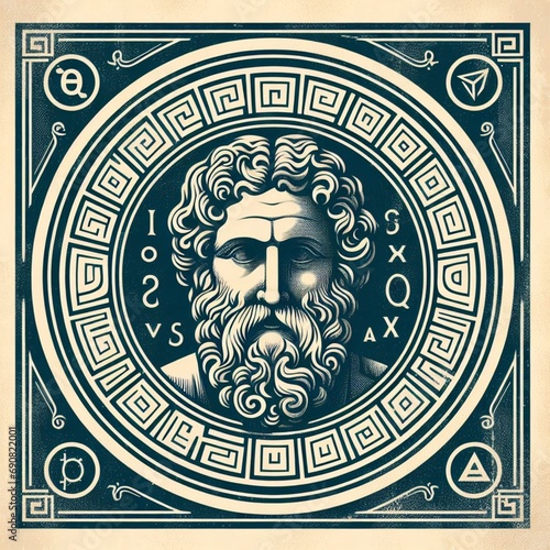 illustration of Ancient Greek Philosopher in vintage style. ai generate photo