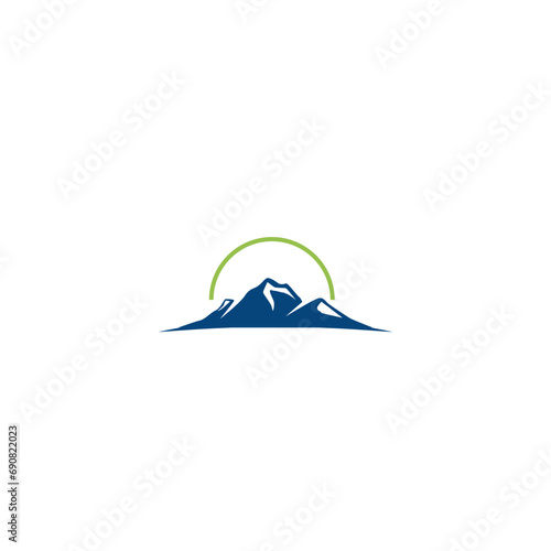 Mountain Logo Simple Blue Vector Design 