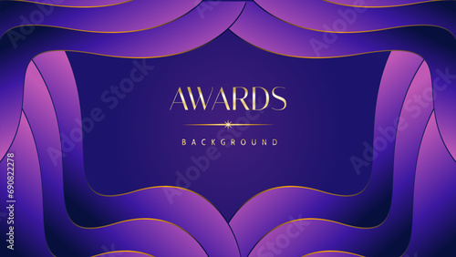 Pink blue purple golden royal awards graphics background. Lines growing elegant shine spark. Luxury premium corporate abstract design template. Banner certificate dynamic shape.