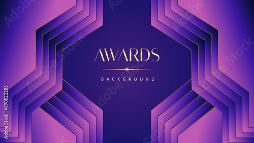 Pink blue purple golden royal awards graphics background. Lines growing elegant shine spark. Luxury premium corporate abstract design template. Banner certificate dynamic shape.