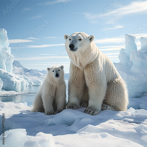 Majestic Polar Bear Roaming the Arctic Ice - Wildlife Photography Capturing the Vulnerable Beauty in its Frozen Habitat, Generative Ai