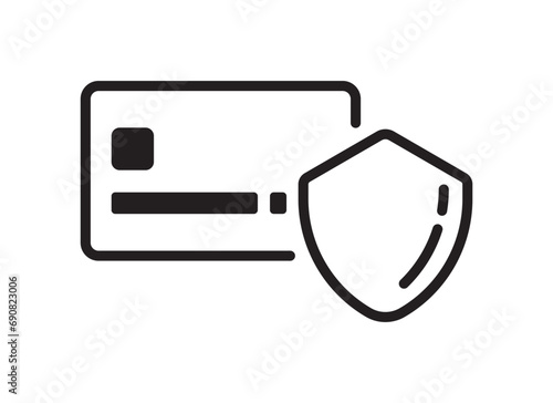 Credit card icon. Shield protection symbol. Vector illustration