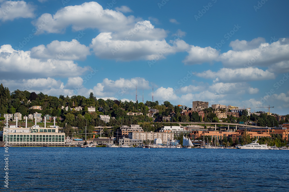 2019-08-01 CAPITOL HILL AND EASTLAKE NEIGHBORHOODS IN SEATTLE FROM LAKE UNION