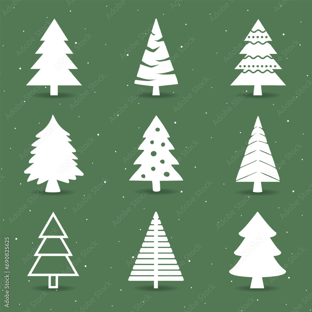 vector set of christmas tree elements