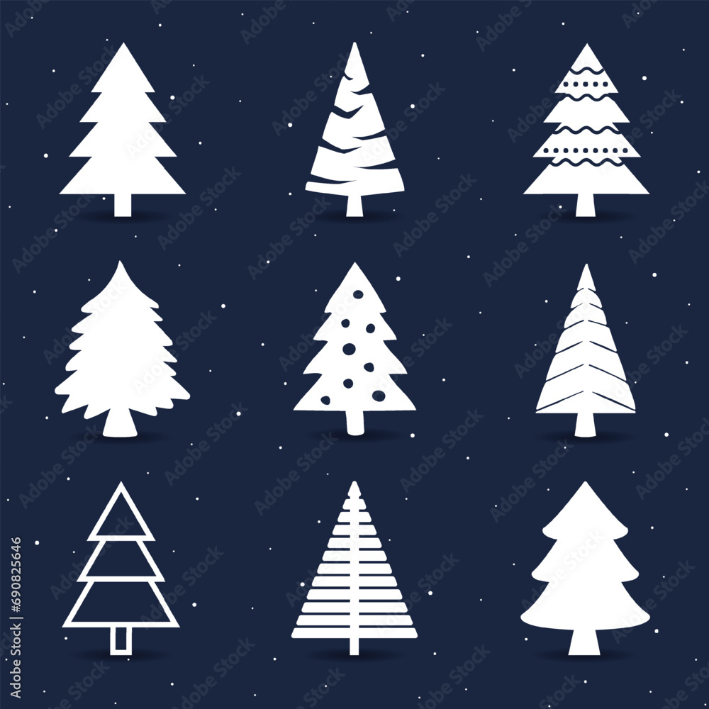 vector set of christmas tree elements
