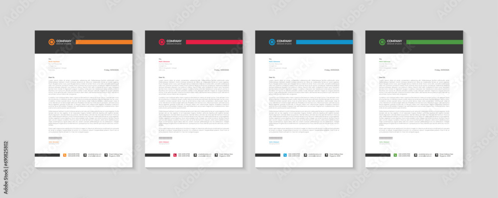 Fototapeta premium Vector modern corporate business letterhead template design