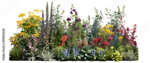 Herbaceous lush and colorful of herbaceous plants vibrant isolated on transparent background © kharom