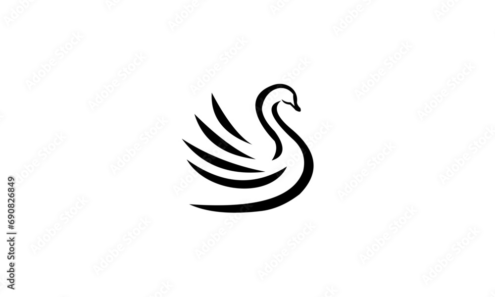 silhouette of a swan - obrazy, fototapety, plakaty 