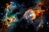 Celestial collisions birthing otherworldly nebulae abstract background