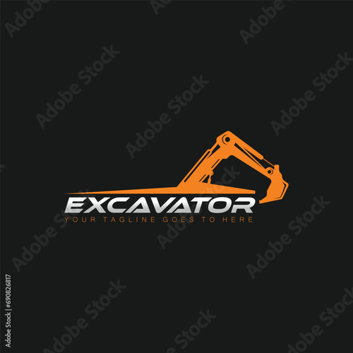 Excavator logo template vector. Heavy equipment logo vector for construction company. Creative excavator illustration for logo.perfect logo excavator