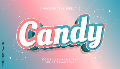 Design editable text effect, candy 3d cartoon vector illustration