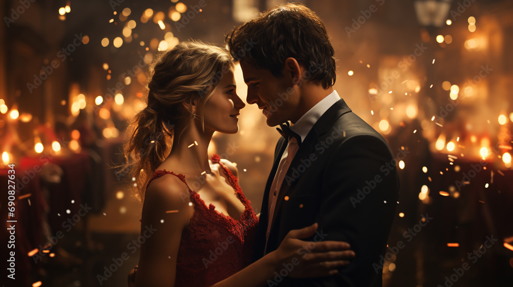 a man and a woman in love in formal suits in a cozy atmosphere a man and a woman in love in formal suits in a cozy atmosphere