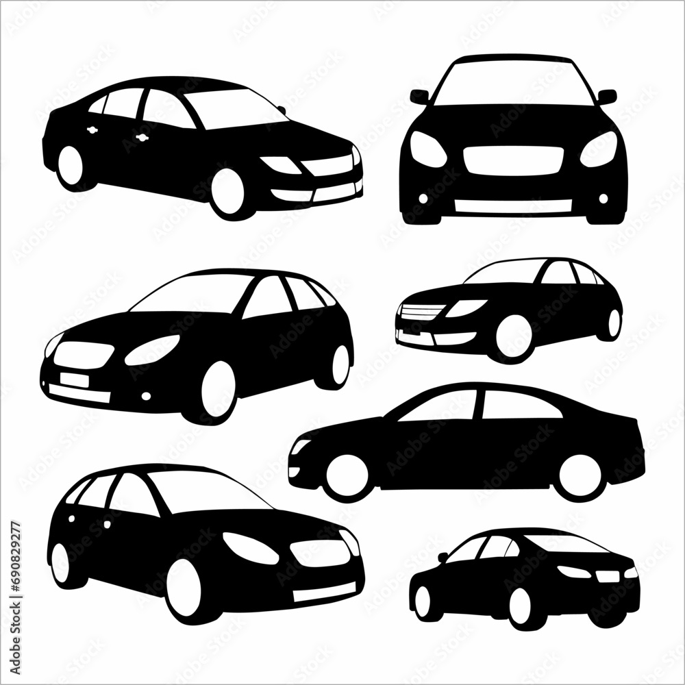 Collection of silhouettes of a car