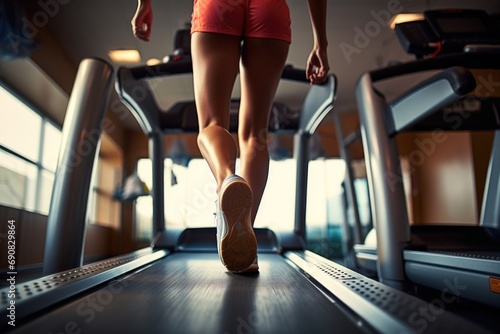 Woman's legs on a treadmill