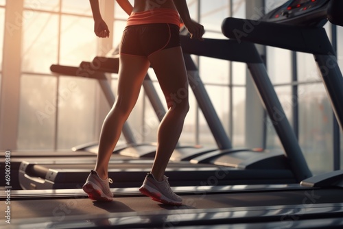 Woman's legs on a treadmill