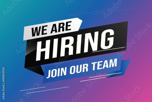 hiring recruitment Join now design for banner poster We are hiring lettering with geometric shapes lines. Vector illustration typographic. Open vacancy design template modern concept	