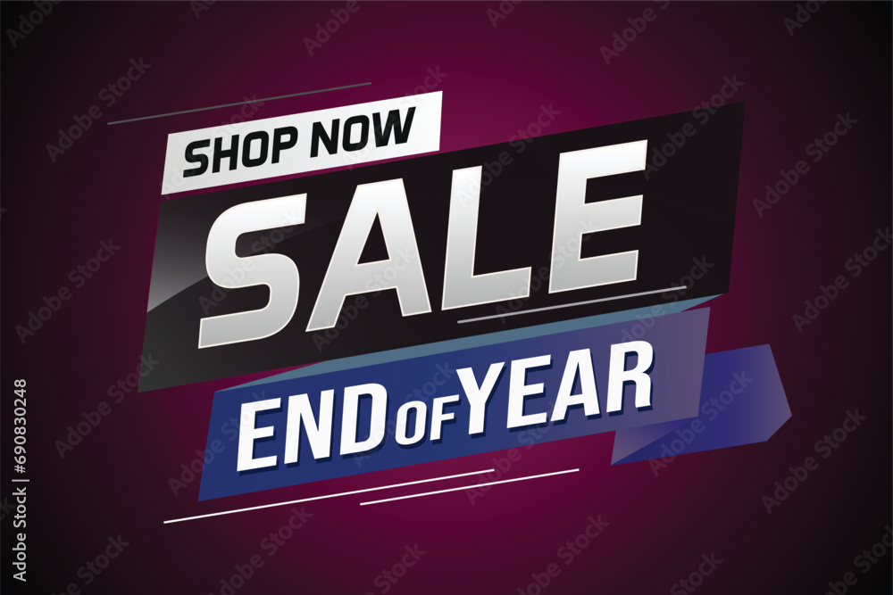 Obraz premium End of year Sale word concept vector illustration with lines and 3d style, landing page, template, ui, web, mobile app, poster, banner, flyer, background, gift card, coupon, label, wallpaper 