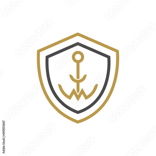 Letter Y M Anchor Shield Logo