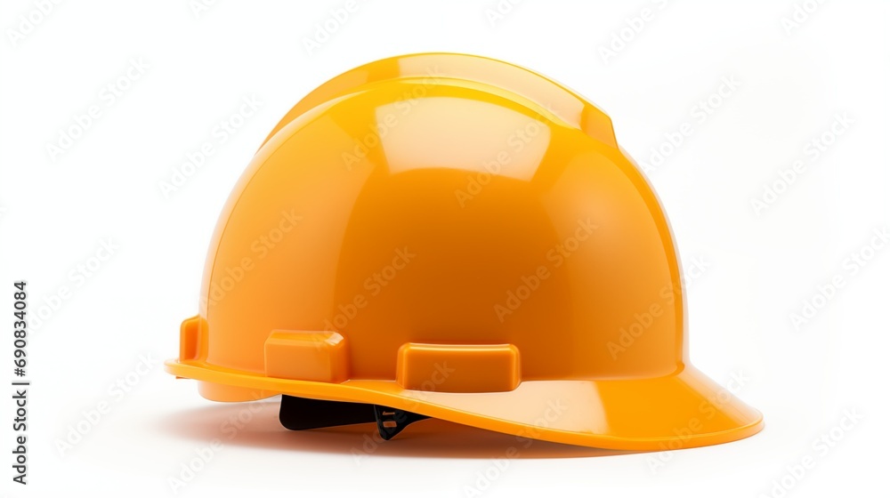 An orange hard hat on a white background, providing safety and protection at construction sites. An orange hard hat on a white background, providing safety and protection at construction sites.
