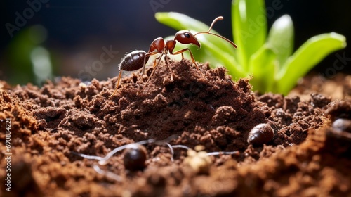 Ant nest looks very beautiful Ants make small particles of soil
