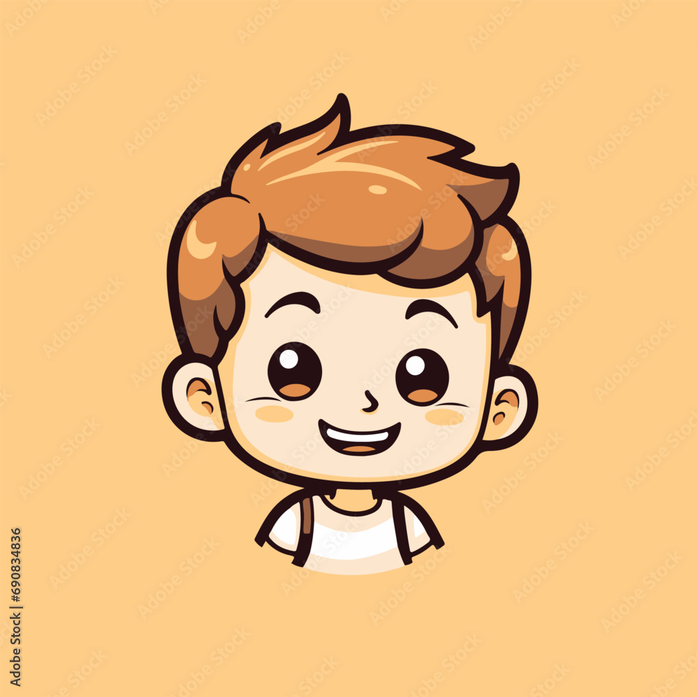 cute little boy with smile icon illustration avatar of cute handsome boy cartoon style