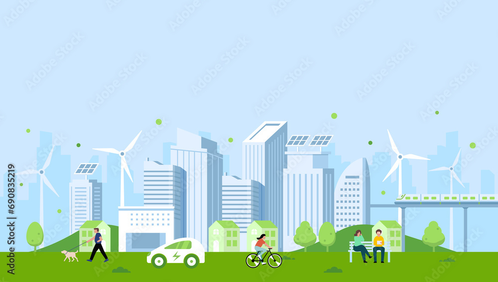 Obraz premium Green city landscape background illustration