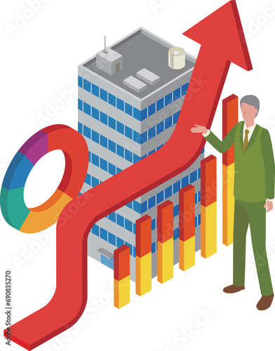 経営者と会社の業績が上がるイメージイラスト