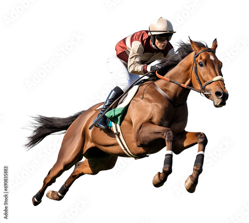 Jockey Riding Horse Isolated on Transparent Background
 photo