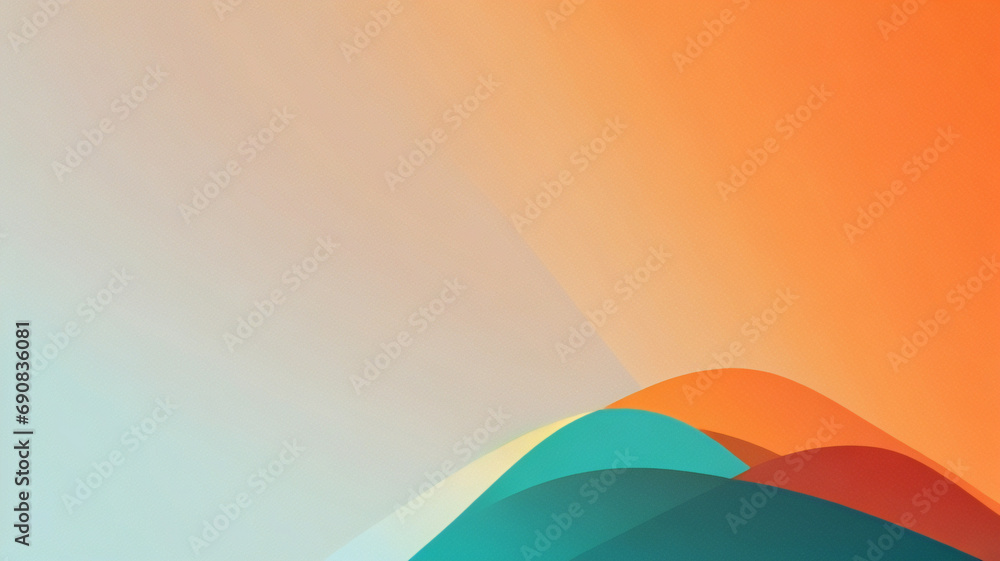 Bunter Aquarell-Hintergrund des abstrakten Sonnenuntergangshimmels mit Farbflecken und weicher, verschwommener Textur in blau-grün-gelb-beigem und orangefarbenem Rand in Farbverlaufsfarben