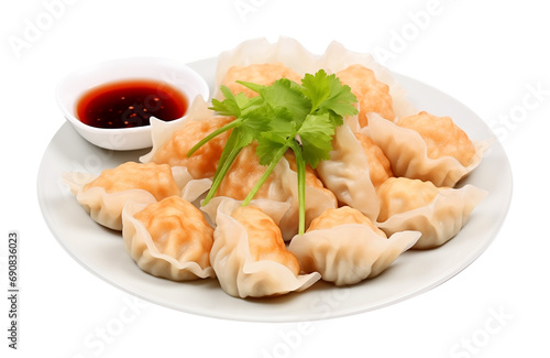 Dumplings With Soy Sauce Isolated on Transparent Background 