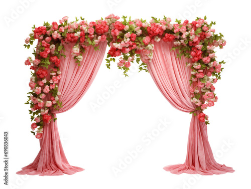 Floral Curtain Isolated on Transparent Background 