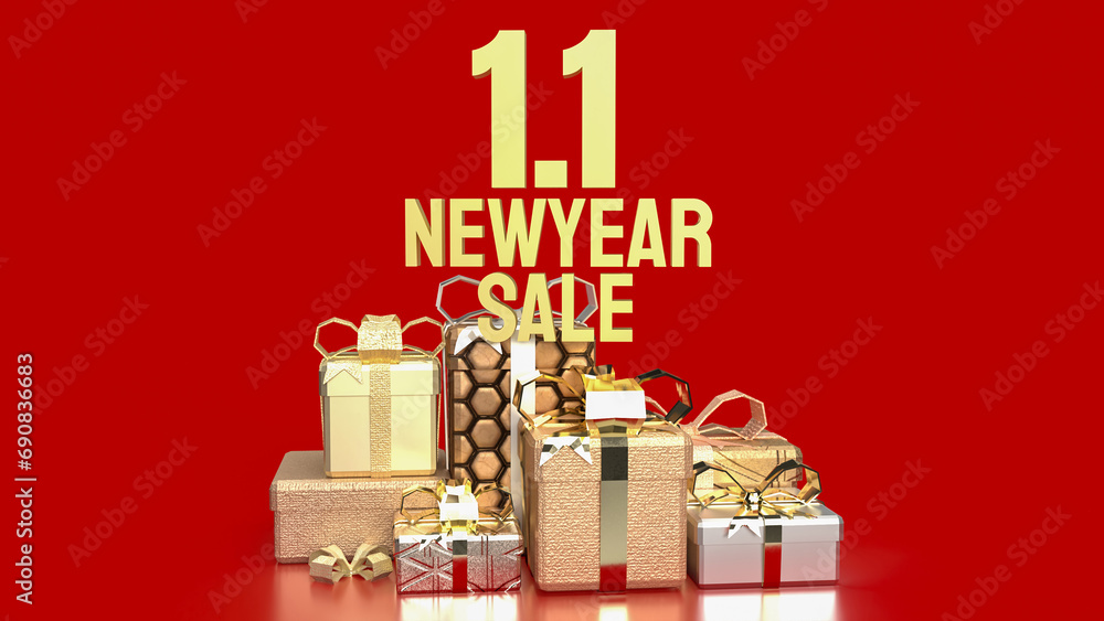 The gift box for new year shopping concept 3d rendering