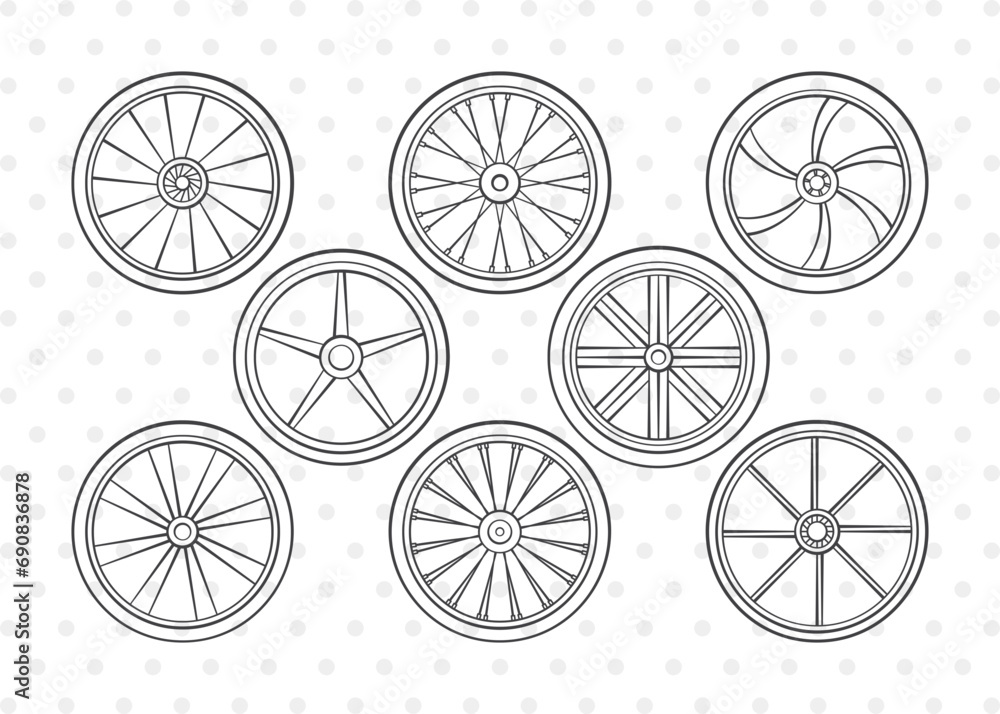 Bicycle Wheel Clipart, Wheel Svg, Cycle Wheel Svg, Wheel Icon Svg, Cycle Tire Svg, Tire Icon Svg, Cycle Wheel Bundle,