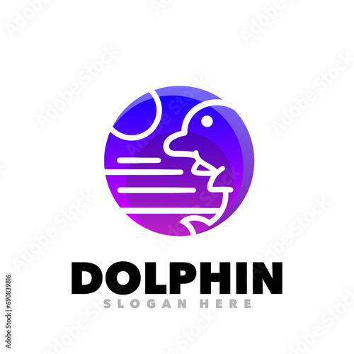 Dolphin gradient abstract logo design