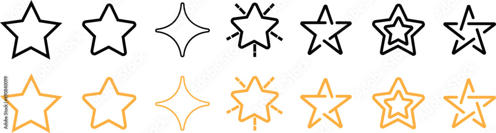 Set of Line Stars Icons. Minimalist silhouette stars with editable stock. Modern geometric elements, shining stars icons, abstract sparkle silhouettes symbols Collection on transparent background. Set of Line Stars Icons. Minimalist silhouette stars with editable stock. Modern geometric elements, shining stars icons, abstract sparkle silhouettes symbols Collection on transparent background.
