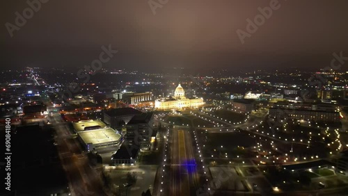 Wallpaper Mural Aerial footage of the building of Minnesota State Capitol illuminated at night, Minnesota, USA Torontodigital.ca