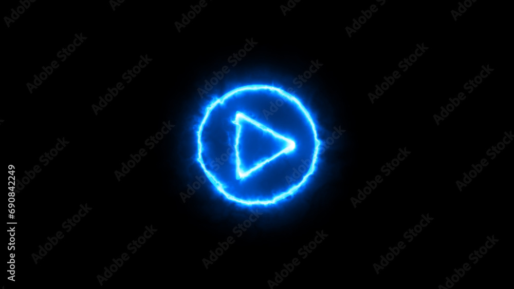 Glowing neon music or video play button on black background. play circular button neon icon. neon sound pause or play arrow button symbol icon. Simple icon for websites, web design, mobile app Glowing neon music or video play button on black background. play circular button neon icon. neon sound pause or play arrow button symbol icon. Simple icon for websites, web design, mobile app