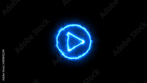 Glowing neon music or video play button on black background. play circular button neon icon. neon sound pause or play arrow button symbol icon. Simple icon for websites, web design, mobile app © MAMUN