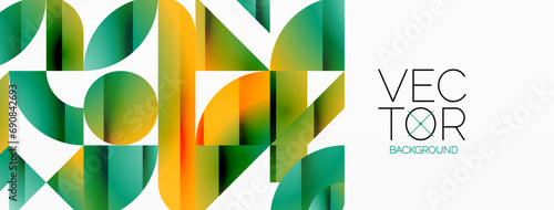 Abstract masterpiece formed by delicate interplay of circles, squares, and triangles. Geometric elements converge in harmonious chaos, evoking sense of modern creativity. Symphony of shapes