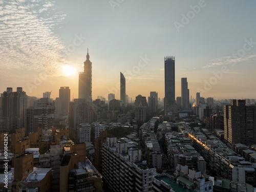 City skyline of Taipei.