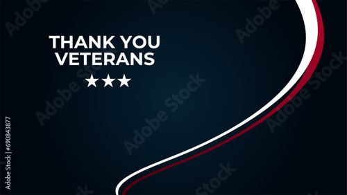 USA Veterans Day greeting card with brush stroke background in United States national flag colors and hand lettering text Happy Veterans Day. Waving American flag, US national day November 11. 
