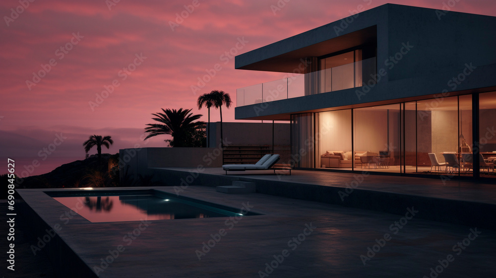 Fototapeta premium Pacific Panorama: A Modern Masterpiece, generative ai