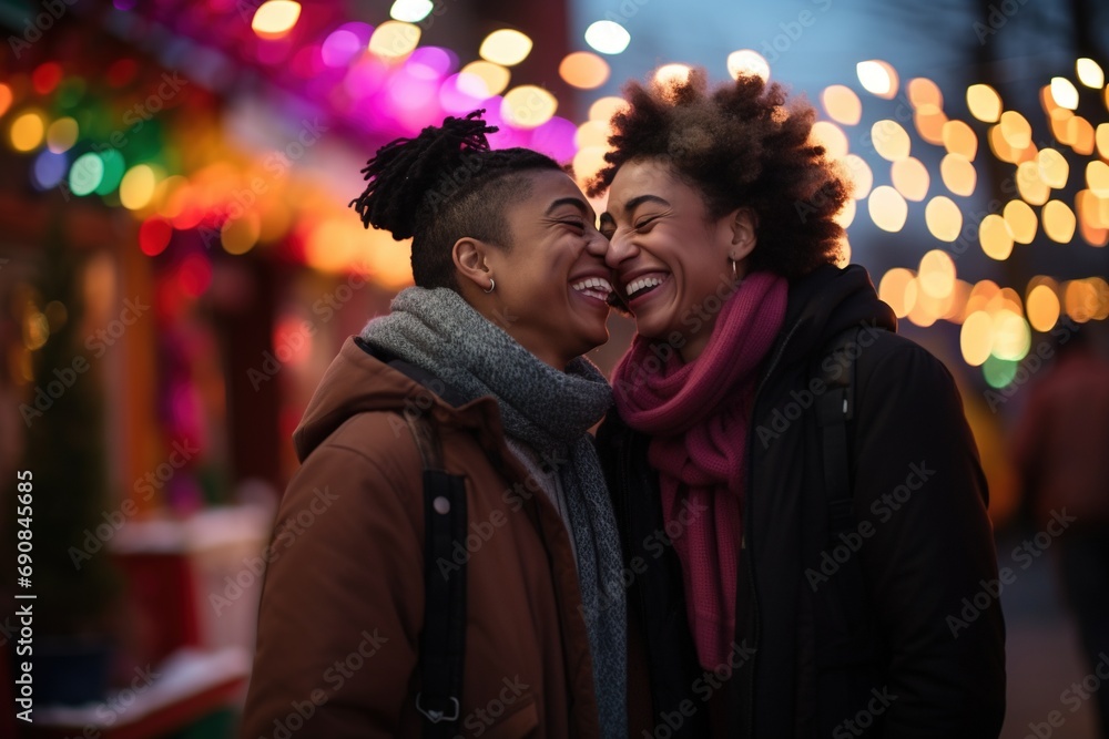 LGBT Lesbian couple love moments happiness.Lgbt relationship concept