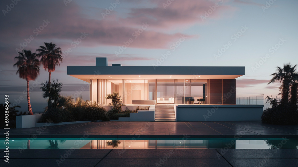Fototapeta premium Coastal Elegance: A California Masterpiece, generative ai