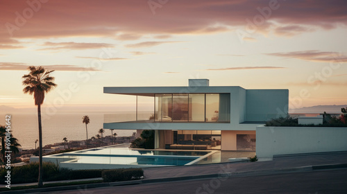 Sunlit Sanctuary: Modern Living by the Ocean, generative ai © Adolfo Perez Design